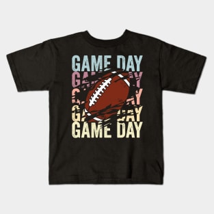 Game Day Football Vintage Sunset Colors Ripped Distressed Kids T-Shirt